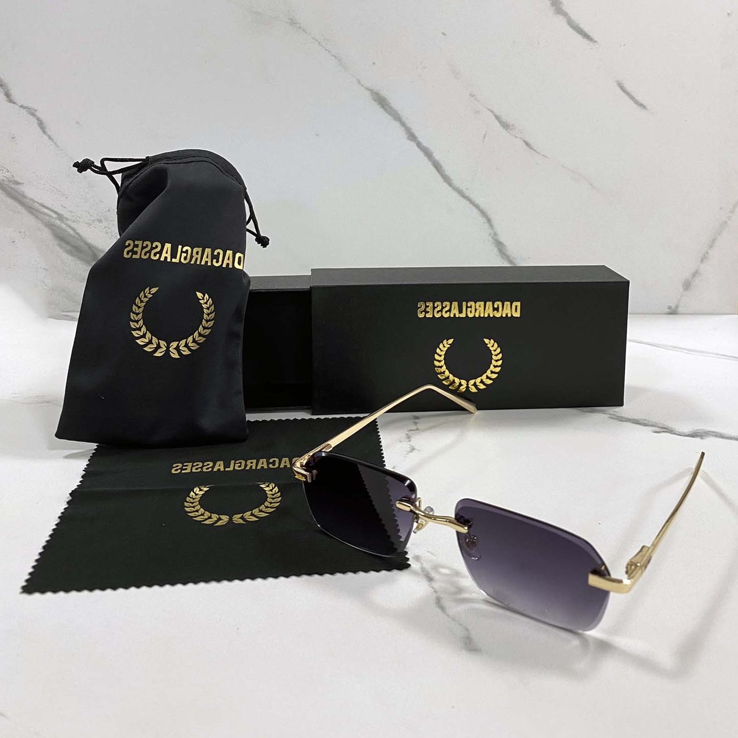 Dacar Glasses Classic Faded Grey Gold Frame